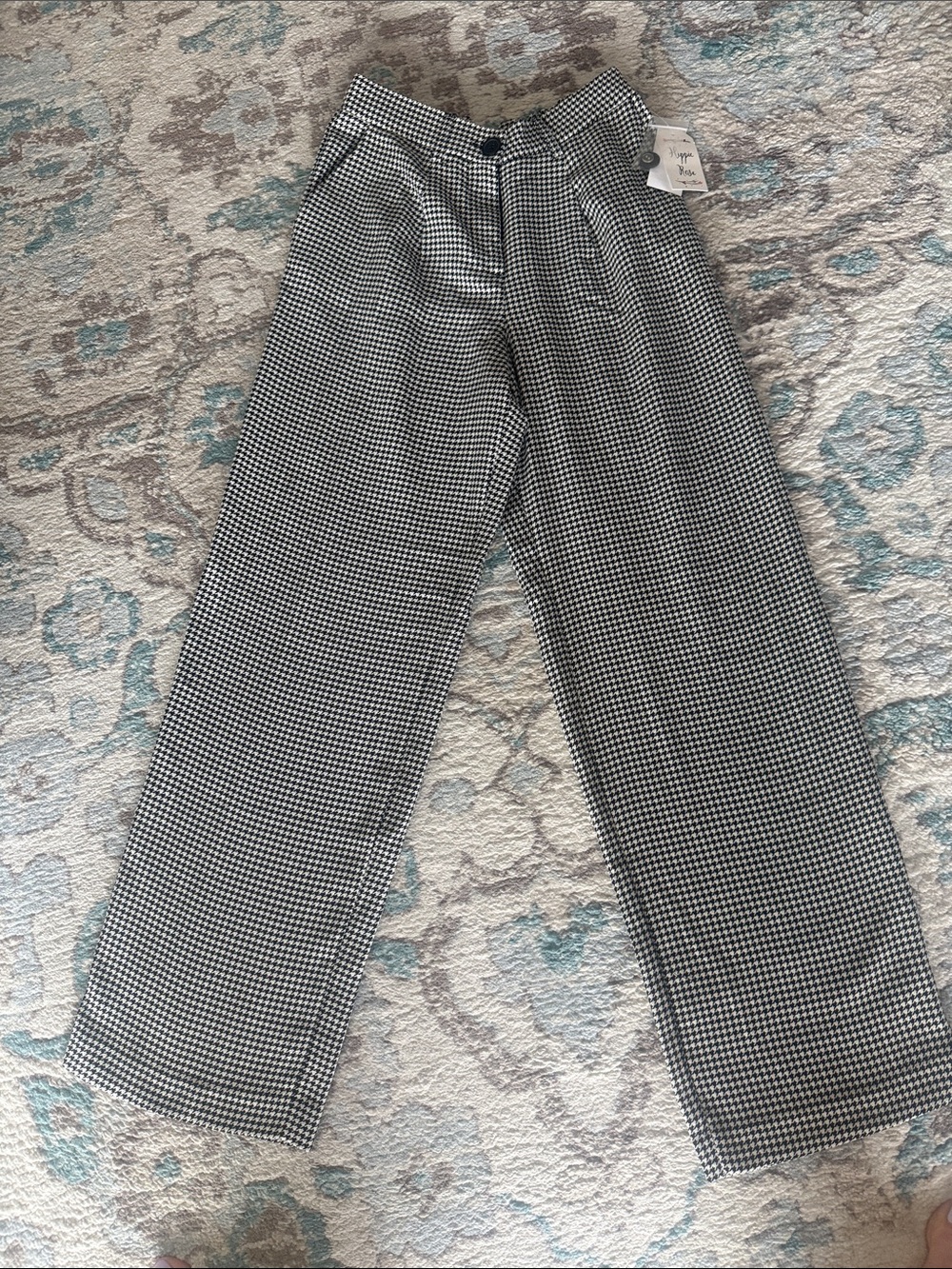 Hippie Rose Black & White Houndstooth Boot Cut Pants